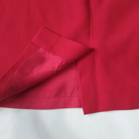 Vintage Casual Corner Bright Red Classic Above Knee Length Pure Wool Mark Skirt - Picture 12 of 15